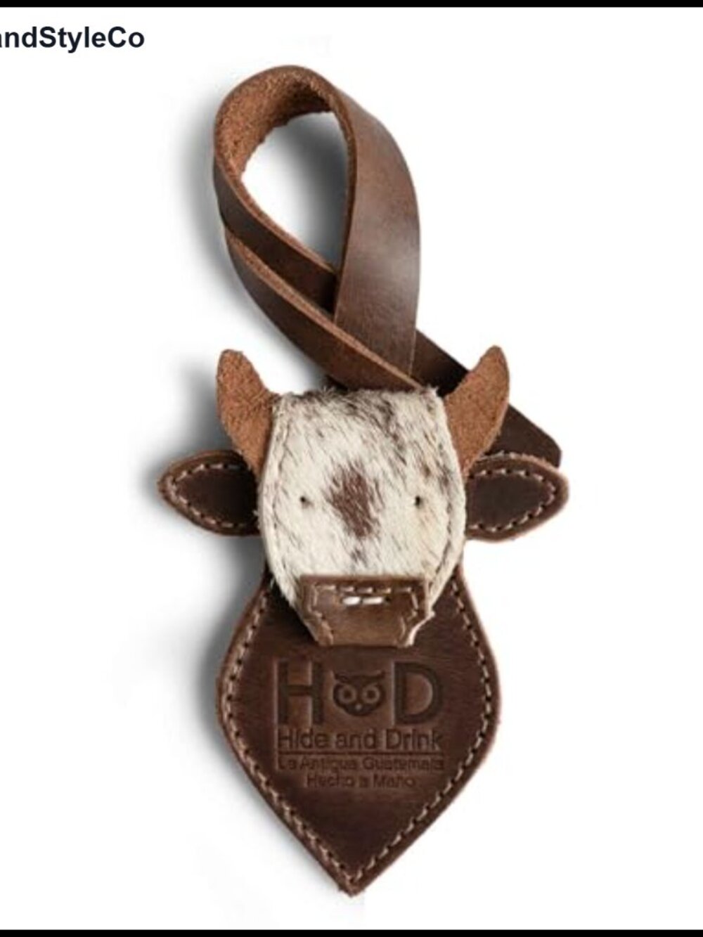 Full Grain Leather Cow Head Bag Charm Purse Charm for Handbags